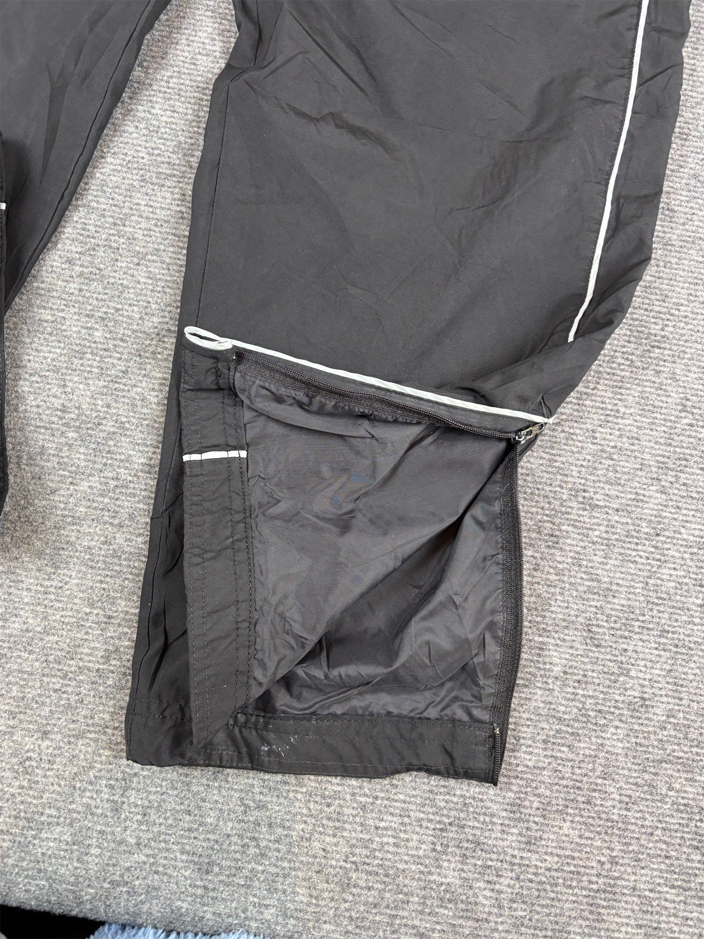 Vintage Y2K Nike Track Pants Men's M Black Grey Piping Swoosh Baggy Fit Premo