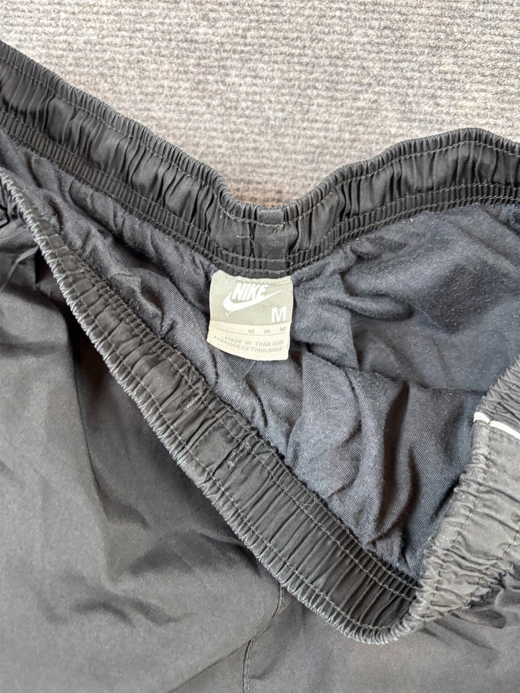 Vintage Y2K Nike Track Pants Men's M Black Grey Piping Swoosh Baggy Fit Premo