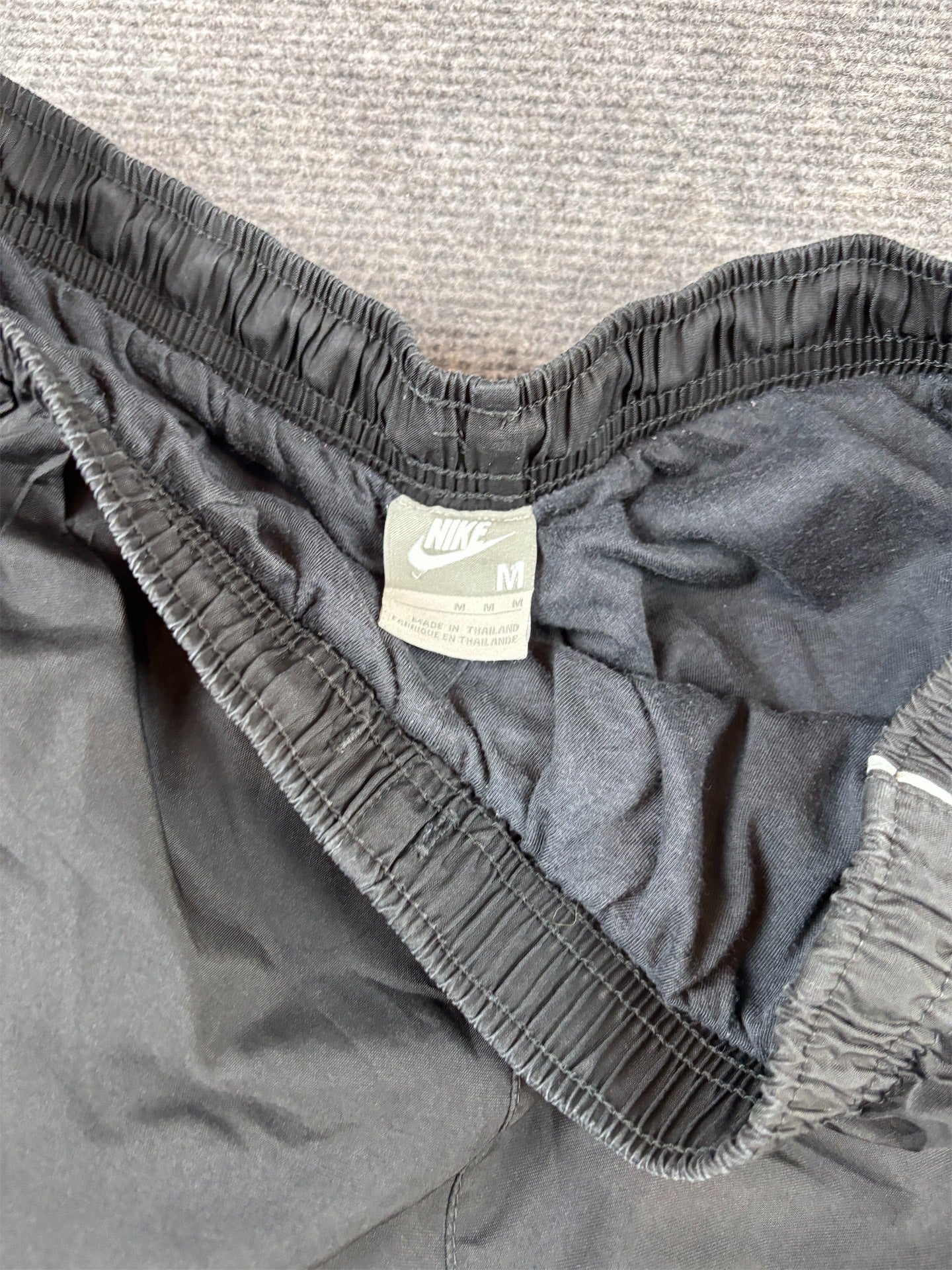 Vintage Y2K Nike Track Pants Men's M Black Grey Piping Swoosh Baggy Fit Premo