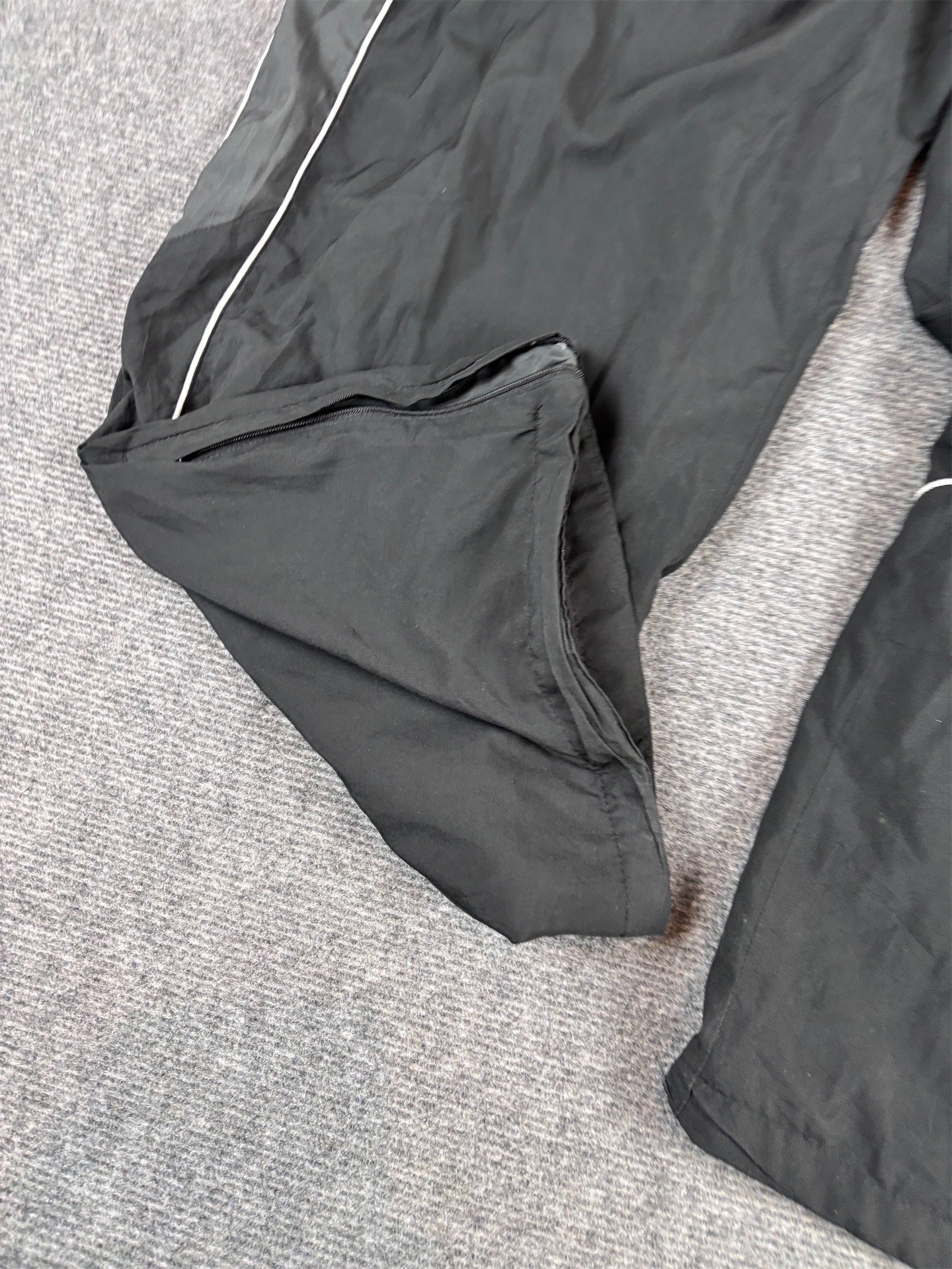 Vintage Y2K Nike Track Pants Mens XL Black White Piping Grey Panels Wide Leg