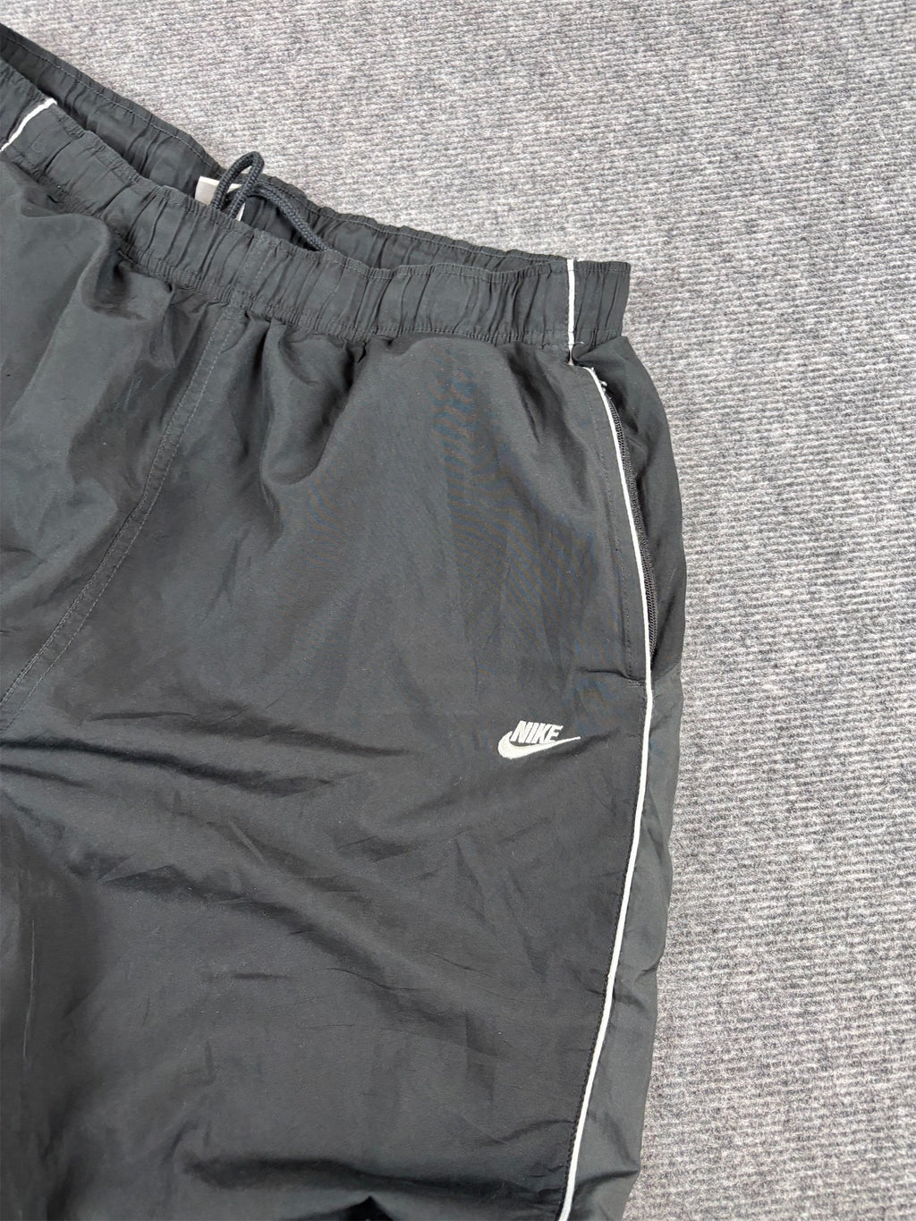 Vintage Y2K Nike Track Pants Mens XL Black White Piping Grey Panels Wide Leg