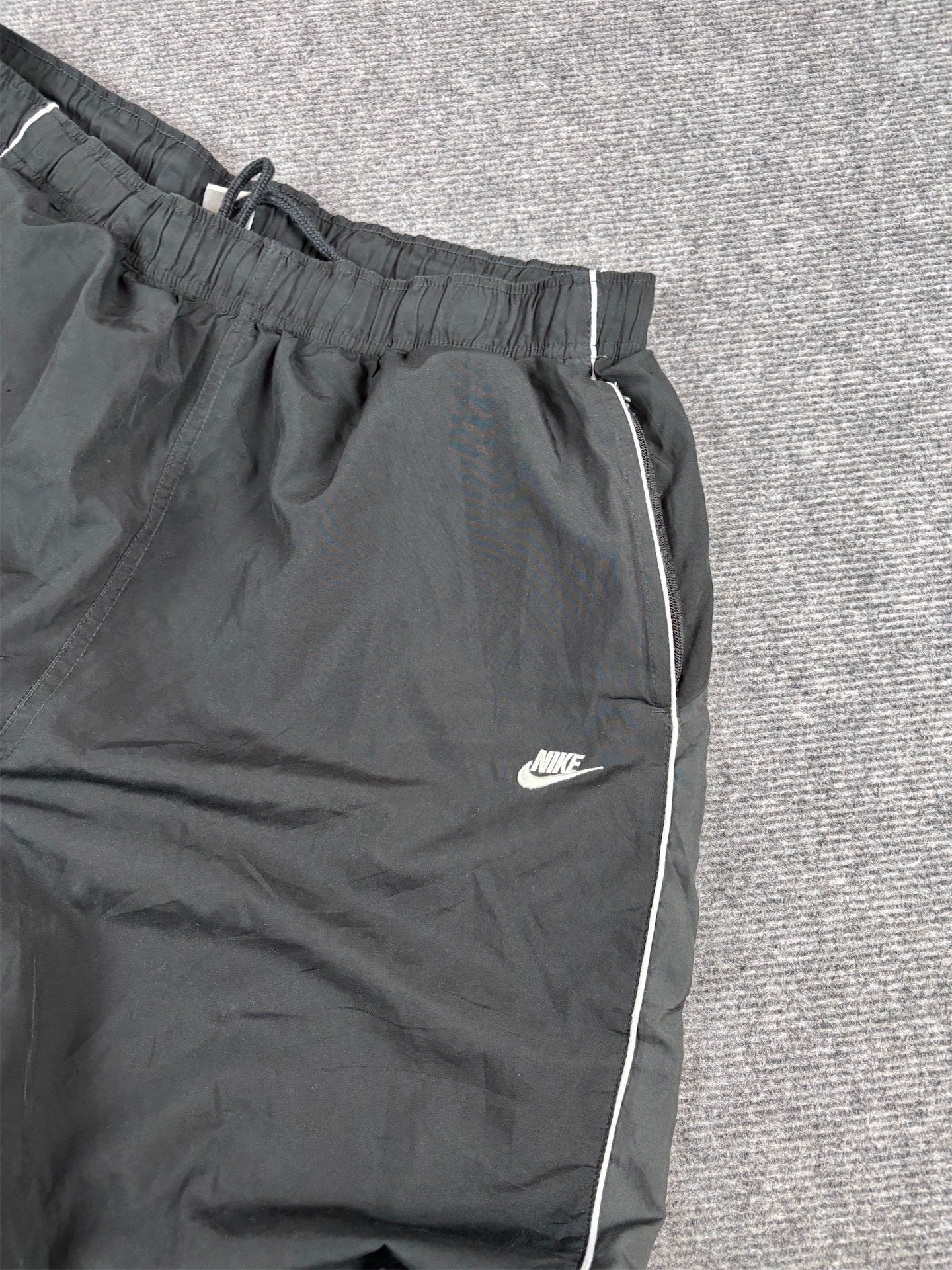Vintage Y2K Nike Track Pants Mens XL Black White Piping Grey Panels Wide Leg