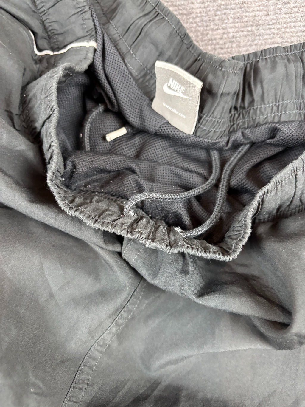 Vintage Y2K Nike Track Pants Mens XL Black White Piping Grey Panels Wide Leg