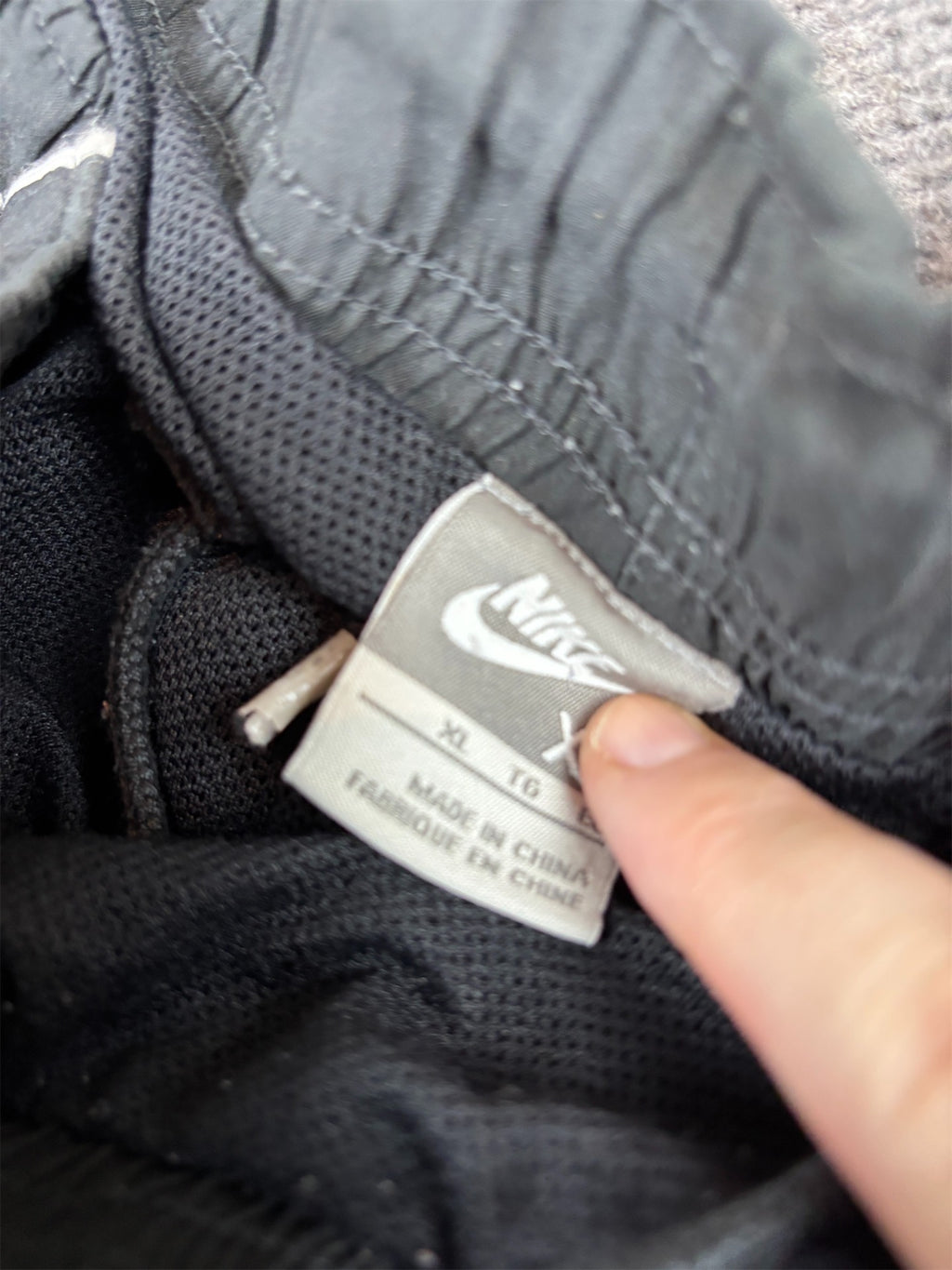 Vintage Y2K Nike Track Pants Mens XL Black White Piping Grey Panels Wide Leg