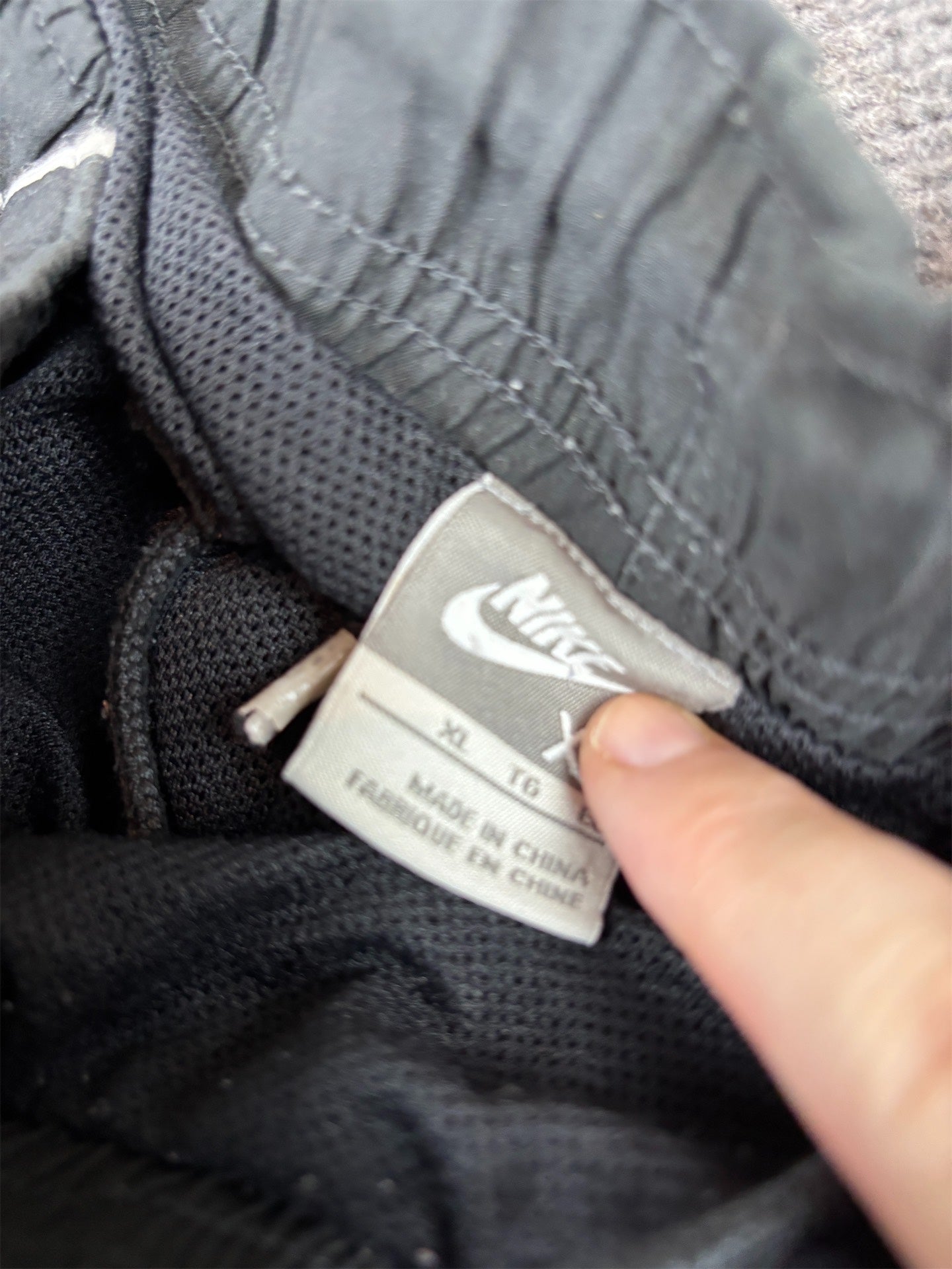 Vintage Y2K Nike Track Pants Mens XL Black White Piping Grey Panels Wide Leg