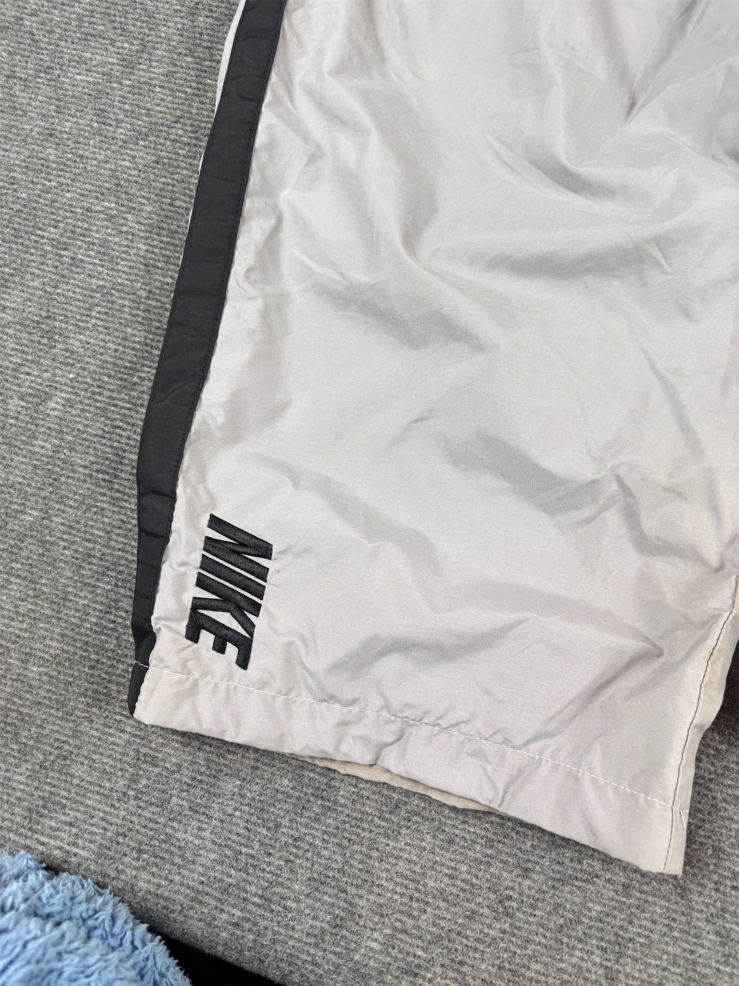 Vintage Y2K Nike Cargo Track Pants XXL Grey Black Spell Out Swoosh Super Baggy Fit