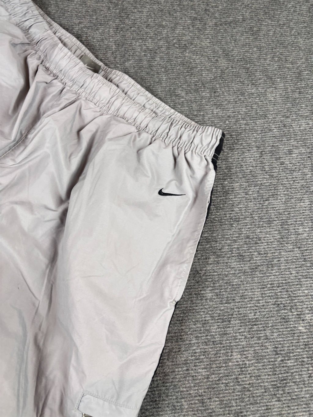 Vintage Y2K Nike Cargo Track Pants XXL Grey Black Spell Out Swoosh Super Baggy Fit