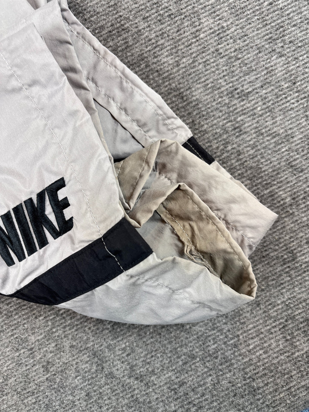 Vintage Y2K Nike Cargo Track Pants XXL Grey Black Spell Out Swoosh Super Baggy Fit