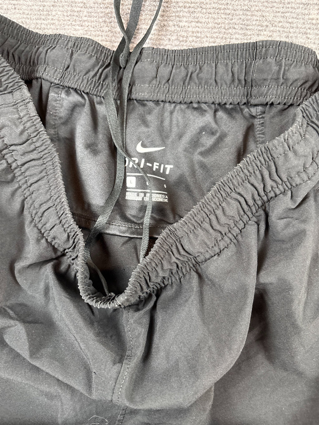 Nike Dri-fit Track Pants L Black Swoosh Tapered Leg Ankle Zip