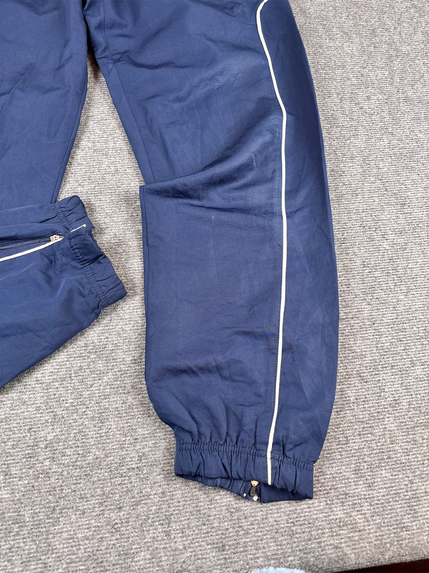 Vintage Y2K Nike Football Track Pants Men's M Navy White Piping Straight to Wide Leg