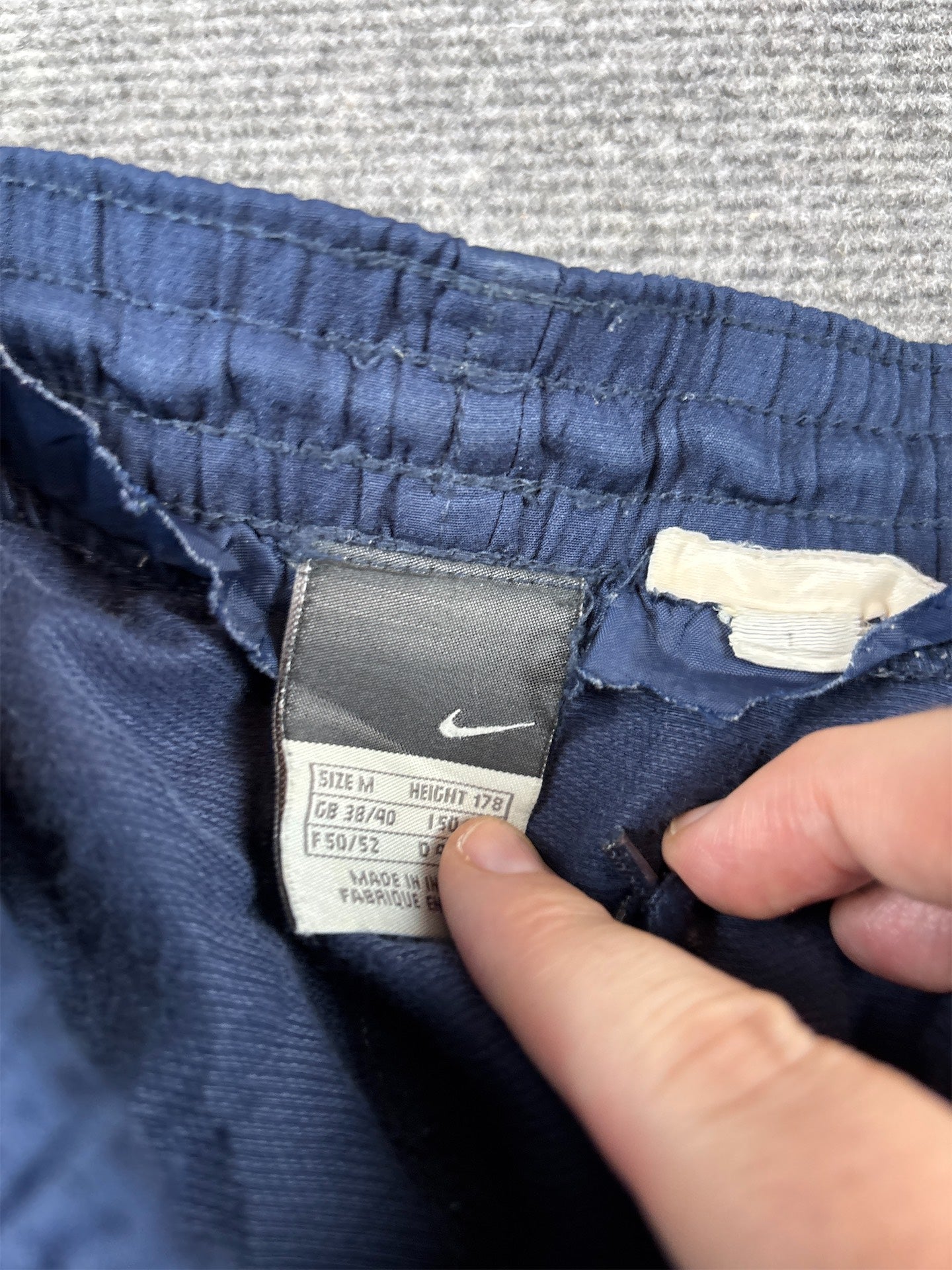 Vintage Y2K Nike Football Track Pants Men's M Navy White Piping Straight to Wide Leg