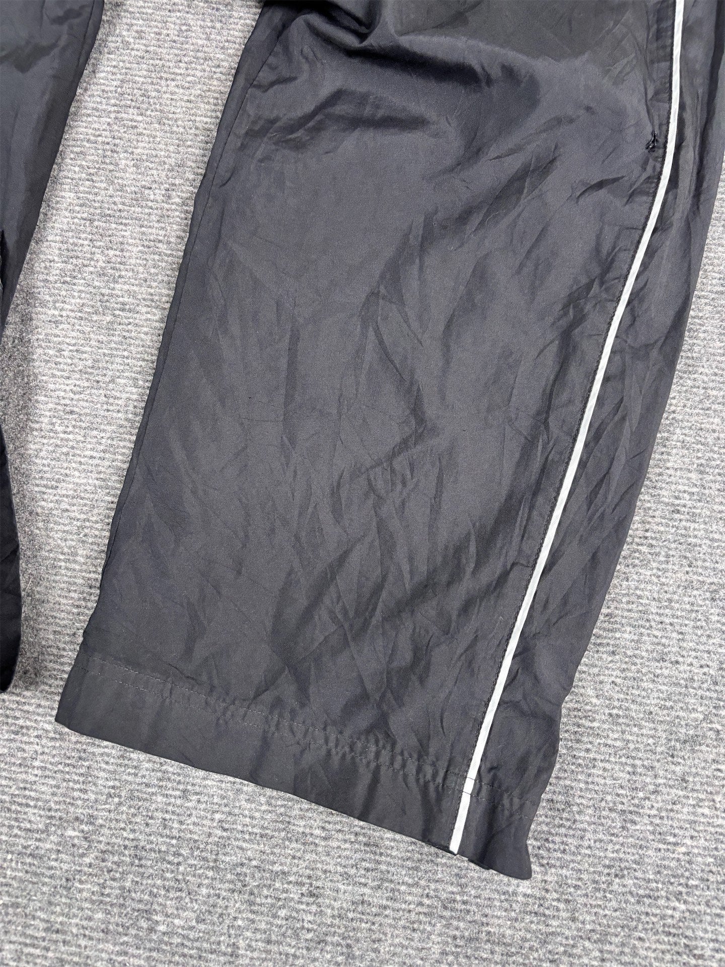 Vintage Y2K Nike Track Pants Men's M Black Grey Swoosh Piping Baggy Fit Ankle Zip Wide Leg