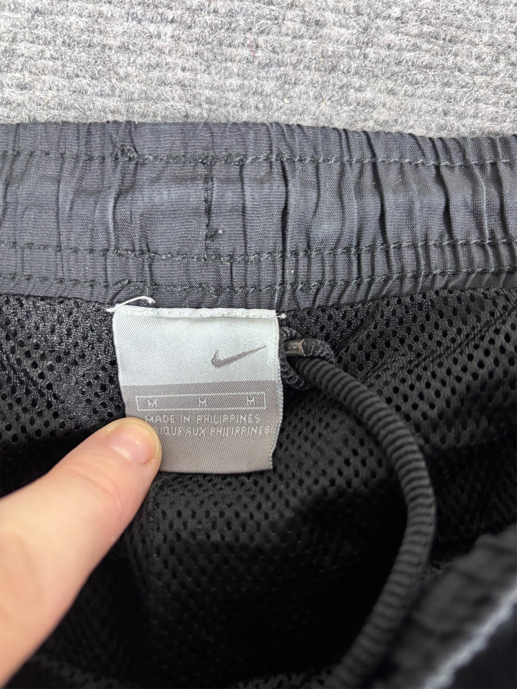Vintage Y2K Nike Track Pants Men's M Black Grey Swoosh Piping Baggy Fit Ankle Zip Wide Leg