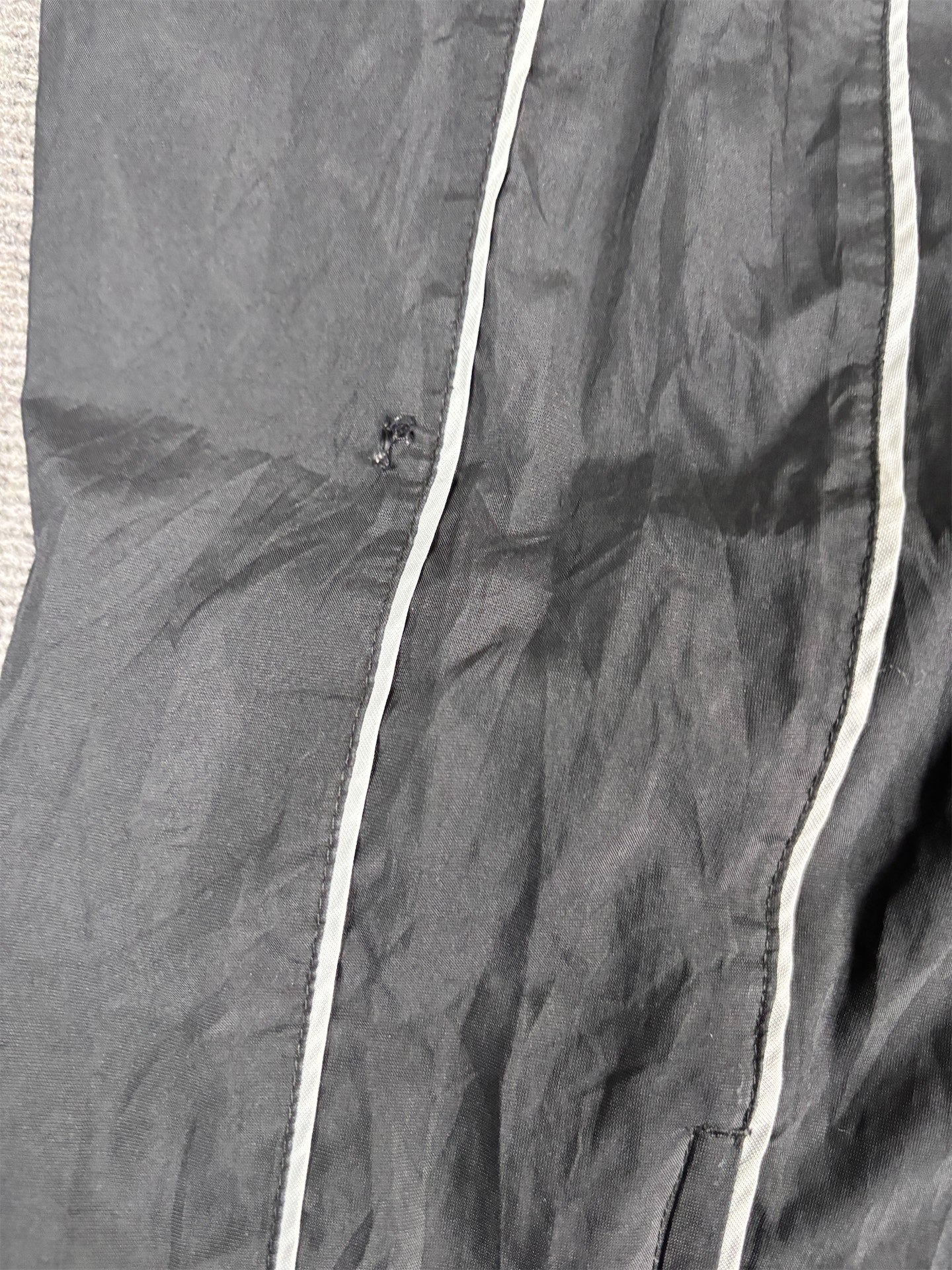 Vintage Y2K Nike Track Pants Men's M Black Grey Swoosh Piping Baggy Fit Ankle Zip Wide Leg