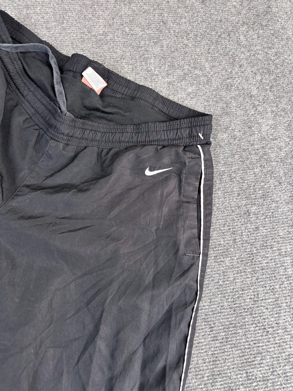 Vintage Y2K Nike Track Pants Women's S Black White Hip Swoosh Piping 7/8 Length Straight Leg