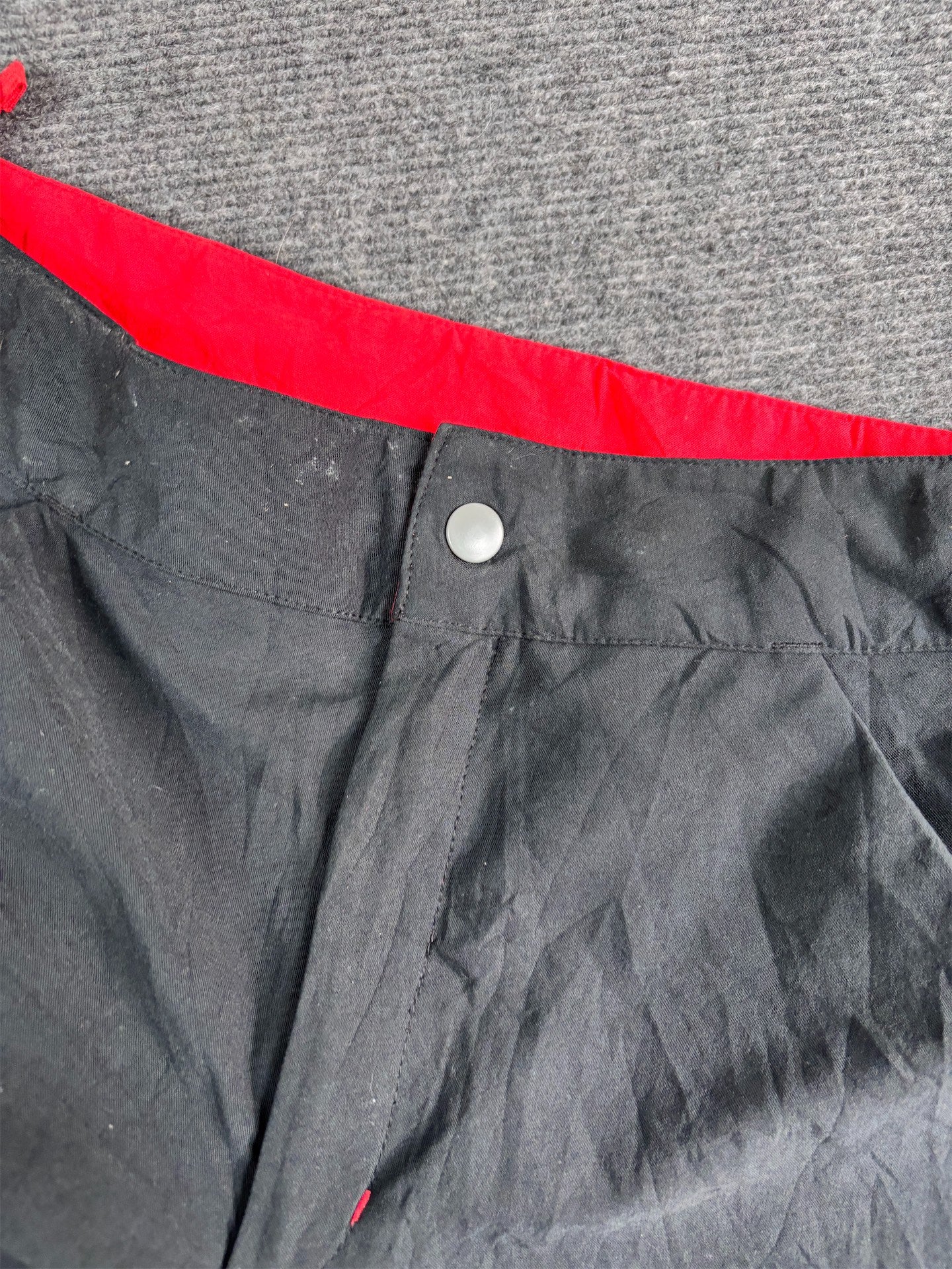 Vintage Y2K Nike Cargo Track Pants Women's S Black Red Swoosh Cotton Ankle Ties Button Zip Close Wide Leg