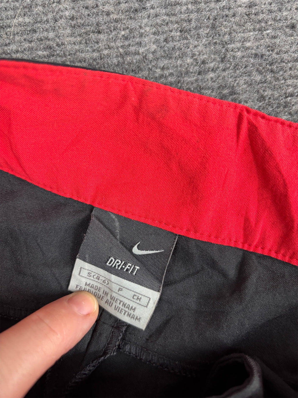 Vintage Y2K Nike Cargo Track Pants Women's S Black Red Swoosh Cotton Ankle Ties Button Zip Close Wide Leg