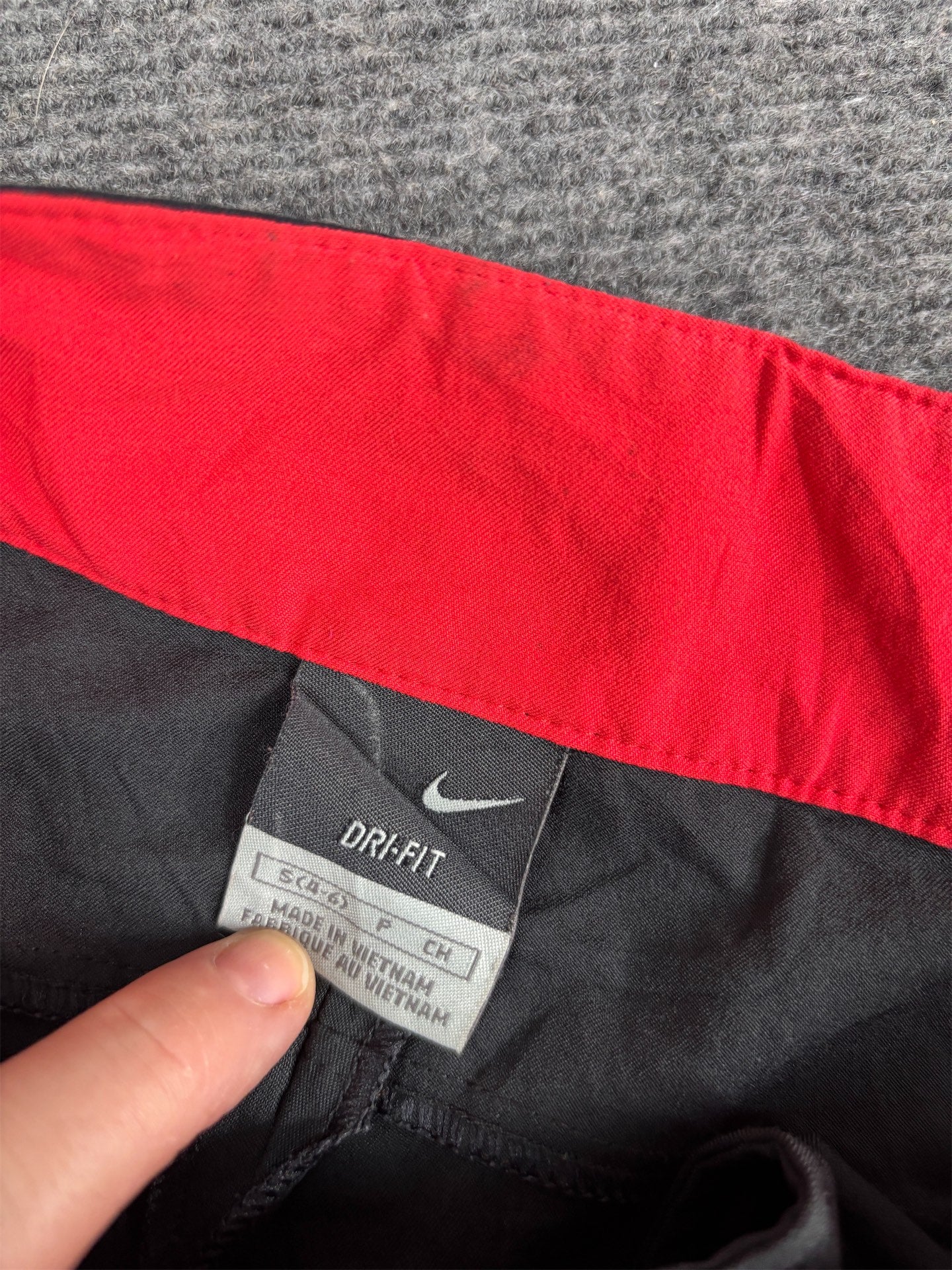 Vintage Y2K Nike Cargo Track Pants Women's S Black Red Swoosh Cotton Ankle Ties Button Zip Close Wide Leg