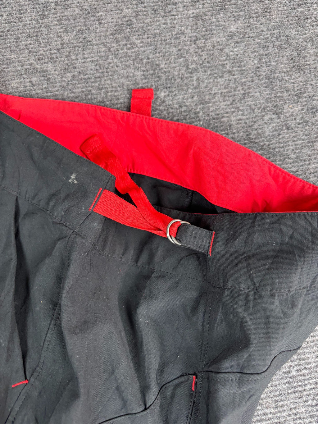 Vintage Y2K Nike Cargo Track Pants Women's S Black Red Swoosh Cotton Ankle Ties Button Zip Close Wide Leg