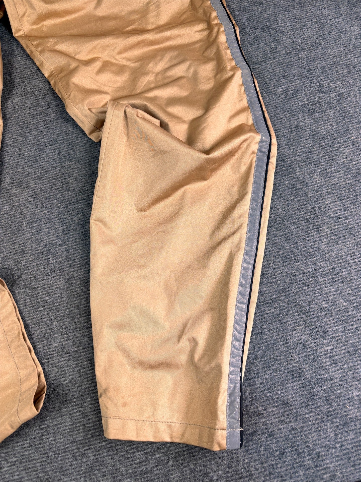Vintage 80's Nike Track Pants Men's L Gold Rare Alberto Salazar Gortex PR Badge Logo Ankle Zip Wide Leg
