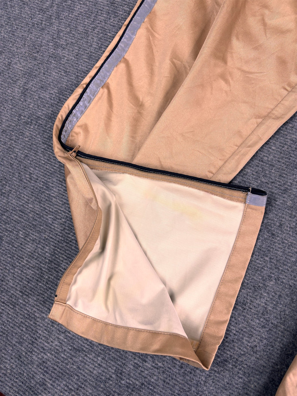 Vintage 80's Nike Track Pants Men's L Gold Rare Alberto Salazar Gortex PR Badge Logo Ankle Zip Wide Leg