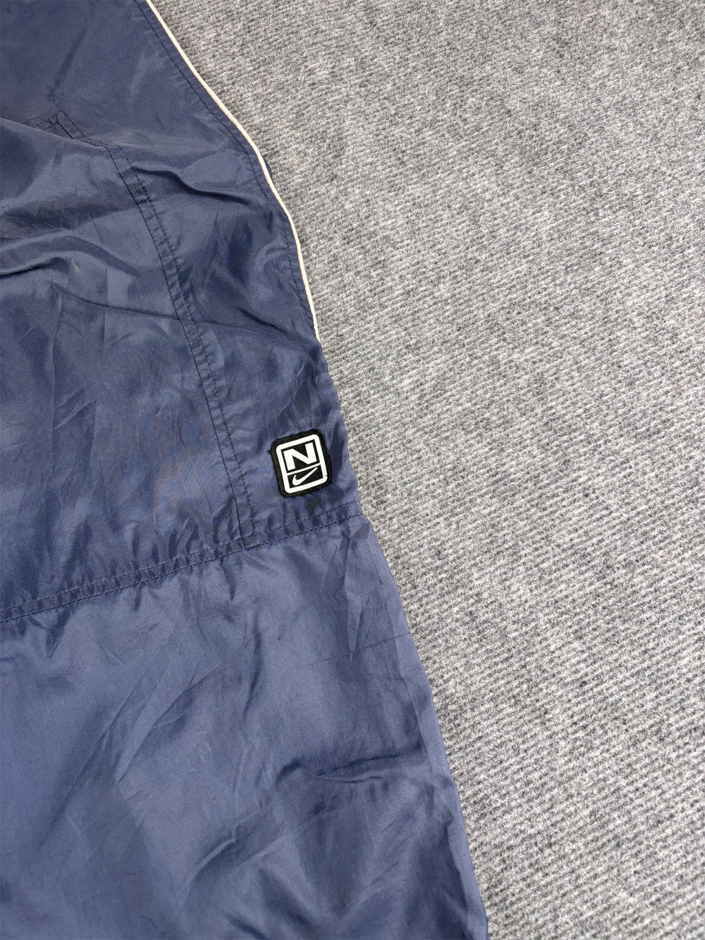 Vintage Y2K Nike Track Pants Men's XXL Navy Grey Piping Orange Swoosh Bungee Ankles Wide Leg