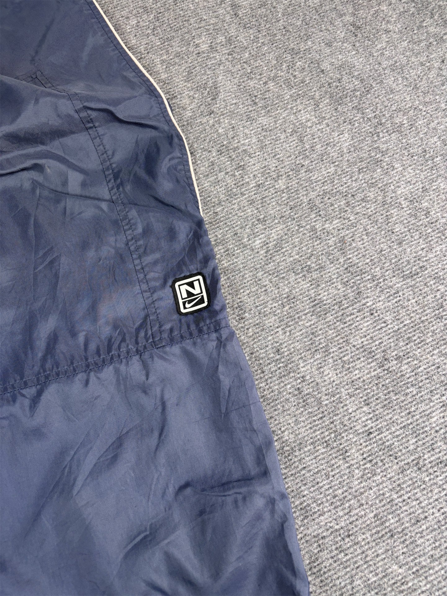 Vintage Y2K Nike Track Pants Men's XXL Navy Grey Piping Orange Swoosh Bungee Ankles Wide Leg