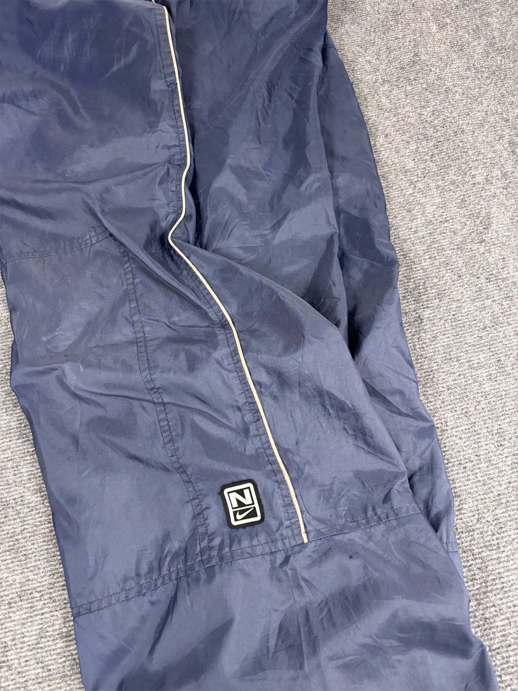 Vintage Y2K Nike Track Pants Men's XXL Navy Grey Piping Orange Swoosh Bungee Ankles Wide Leg