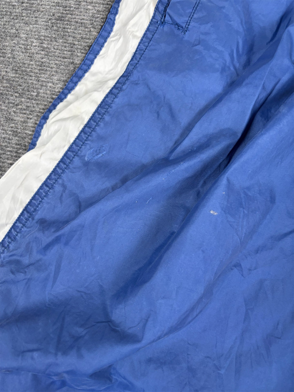 Vintage 90's Nike Track Pants Men's L Blue White Black Panels Swoosh Ankle Zips Wide Leg
