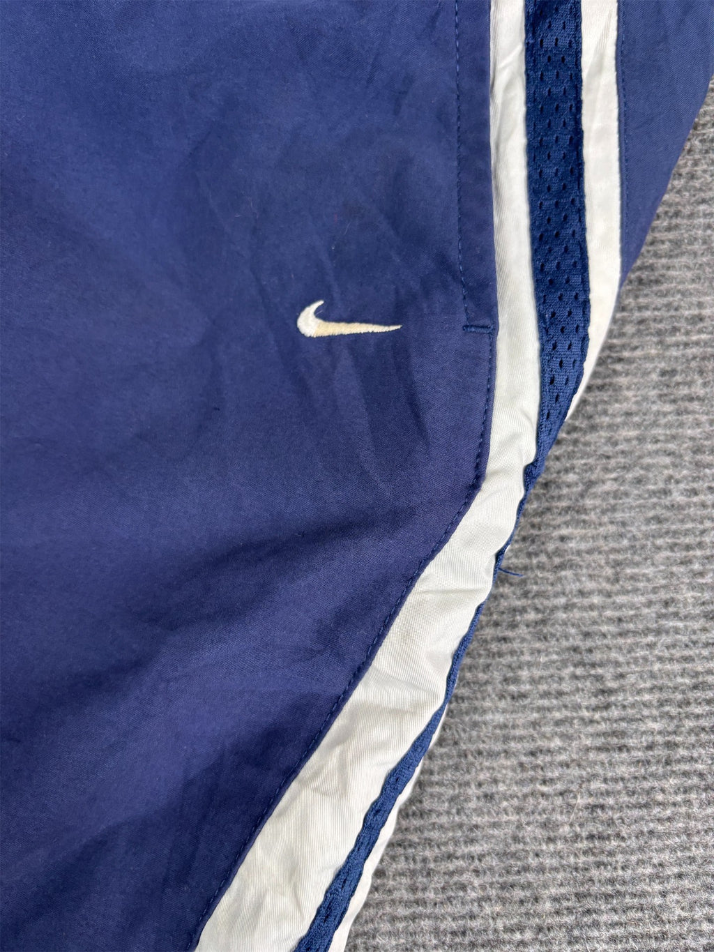 Vintage Y2K Nike Track Pants Women's S Navy White Swoosh Panels 7/8 Length  Straight Leg