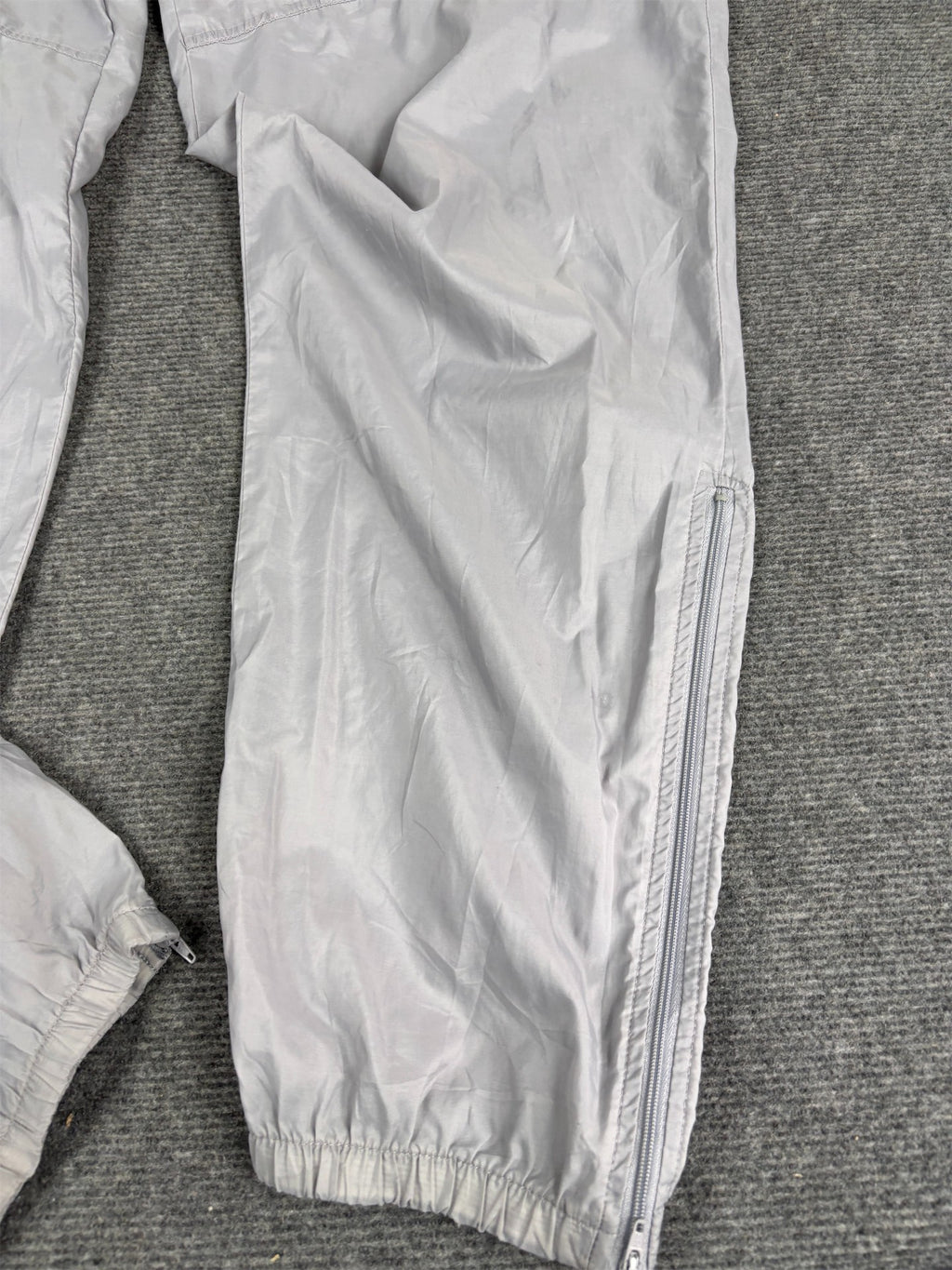 Vintage 90's Nike Track Pants Men's XL Double Grey Parachute w Ankle Zip Tapered
