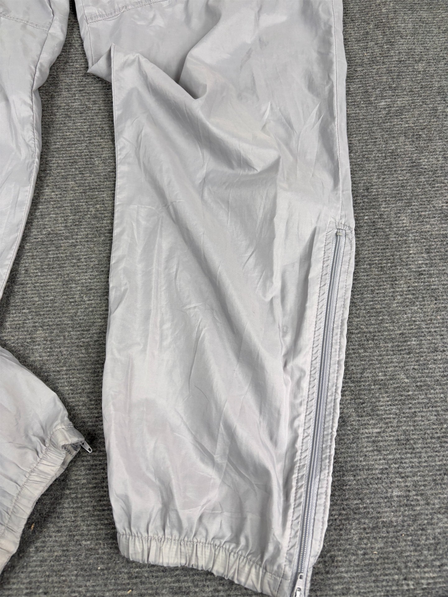 Vintage 90's Nike Track Pants Men's XL Double Grey Parachute w Ankle Zip Tapered