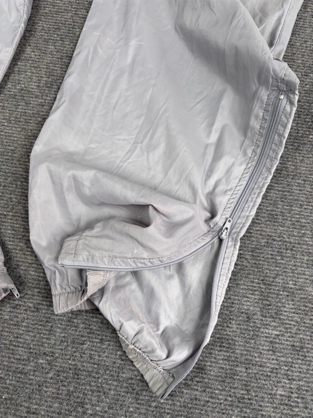 Vintage 90's Nike Track Pants Men's XL Double Grey Parachute w Ankle Zip Tapered