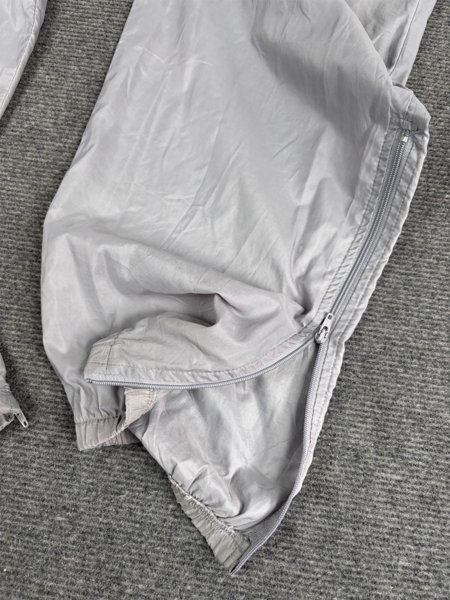 Vintage 90's Nike Track Pants Men's XL Double Grey Parachute w Ankle Zip Tapered