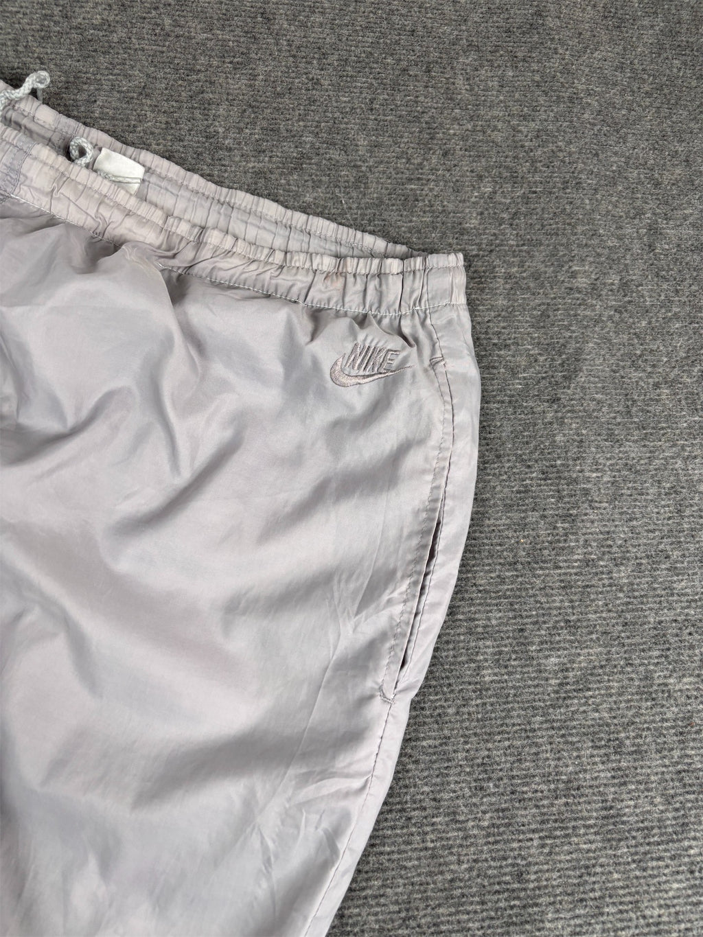 Vintage 90's Nike Track Pants Men's XL Double Grey Parachute w Ankle Zip Tapered