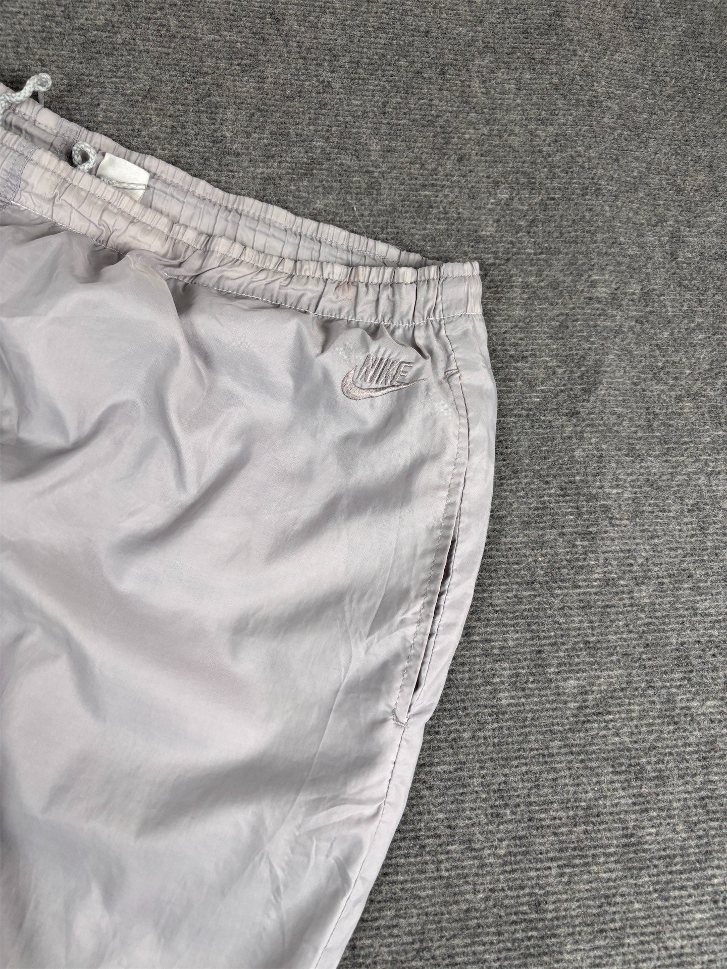 Vintage 90's Nike Track Pants Men's XL Double Grey Parachute w Ankle Zip Tapered