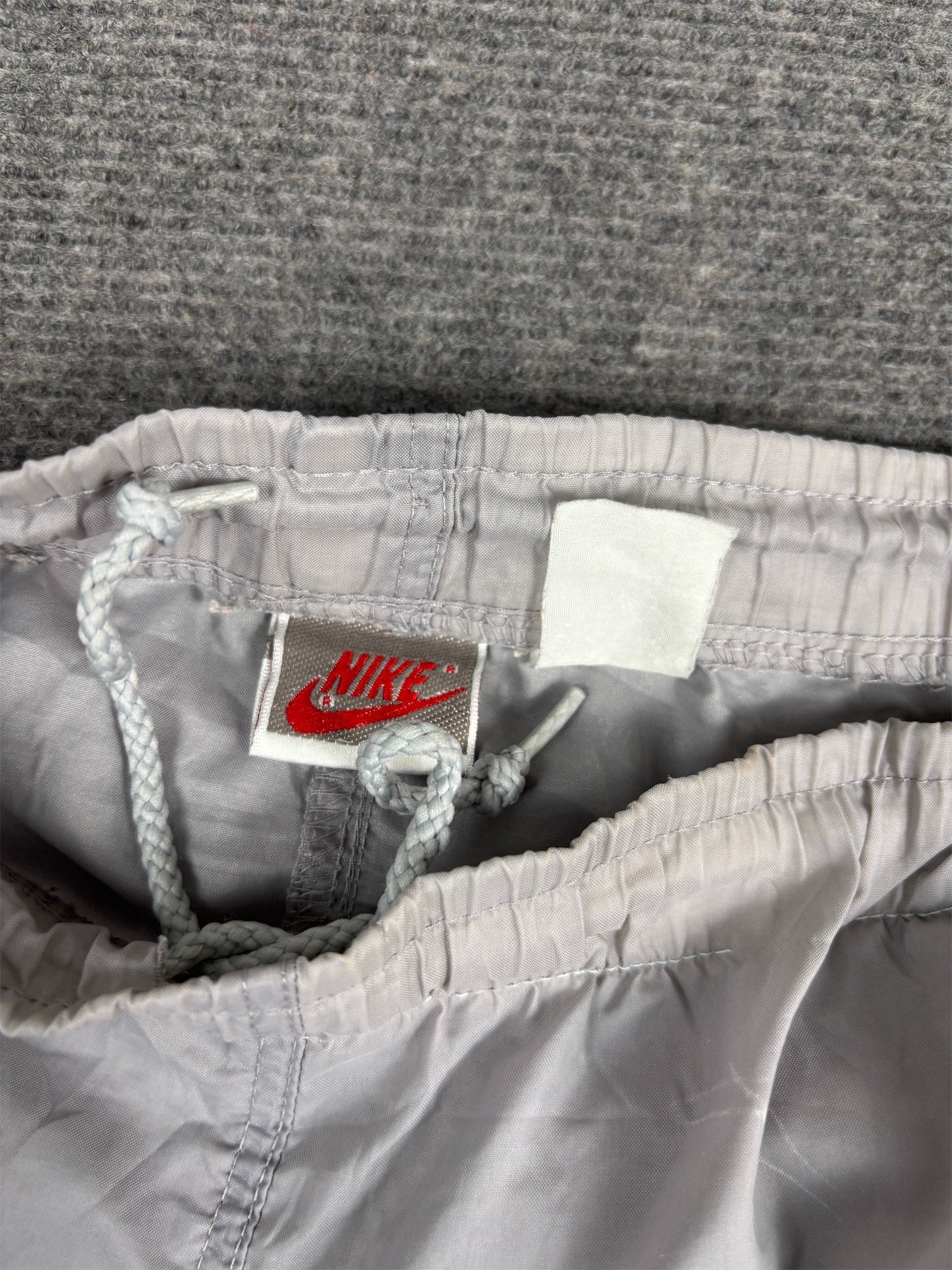 Vintage 90's Nike Track Pants Men's XL Double Grey Parachute w Ankle Zip Tapered
