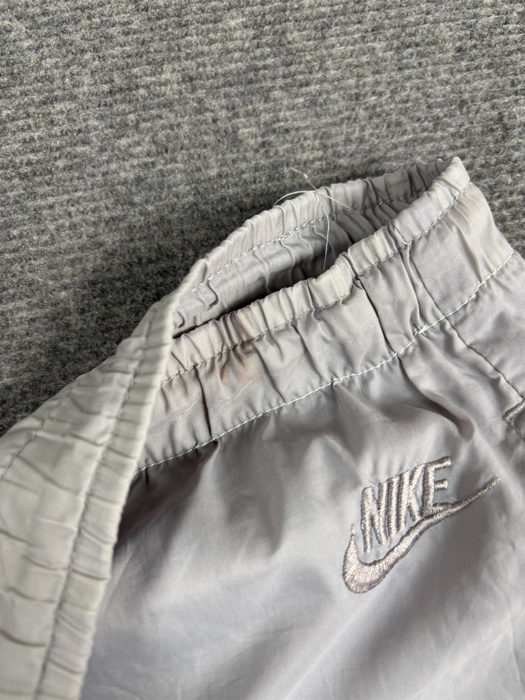 Vintage 90's Nike Track Pants Men's XL Double Grey Parachute w Ankle Zip Tapered