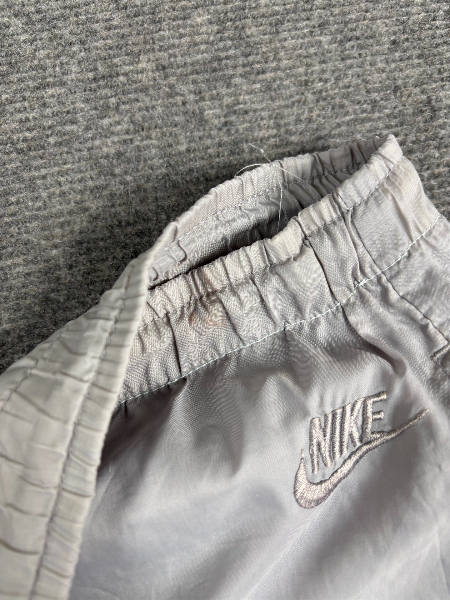 Vintage 90's Nike Track Pants Men's XL Double Grey Parachute w Ankle Zip Tapered