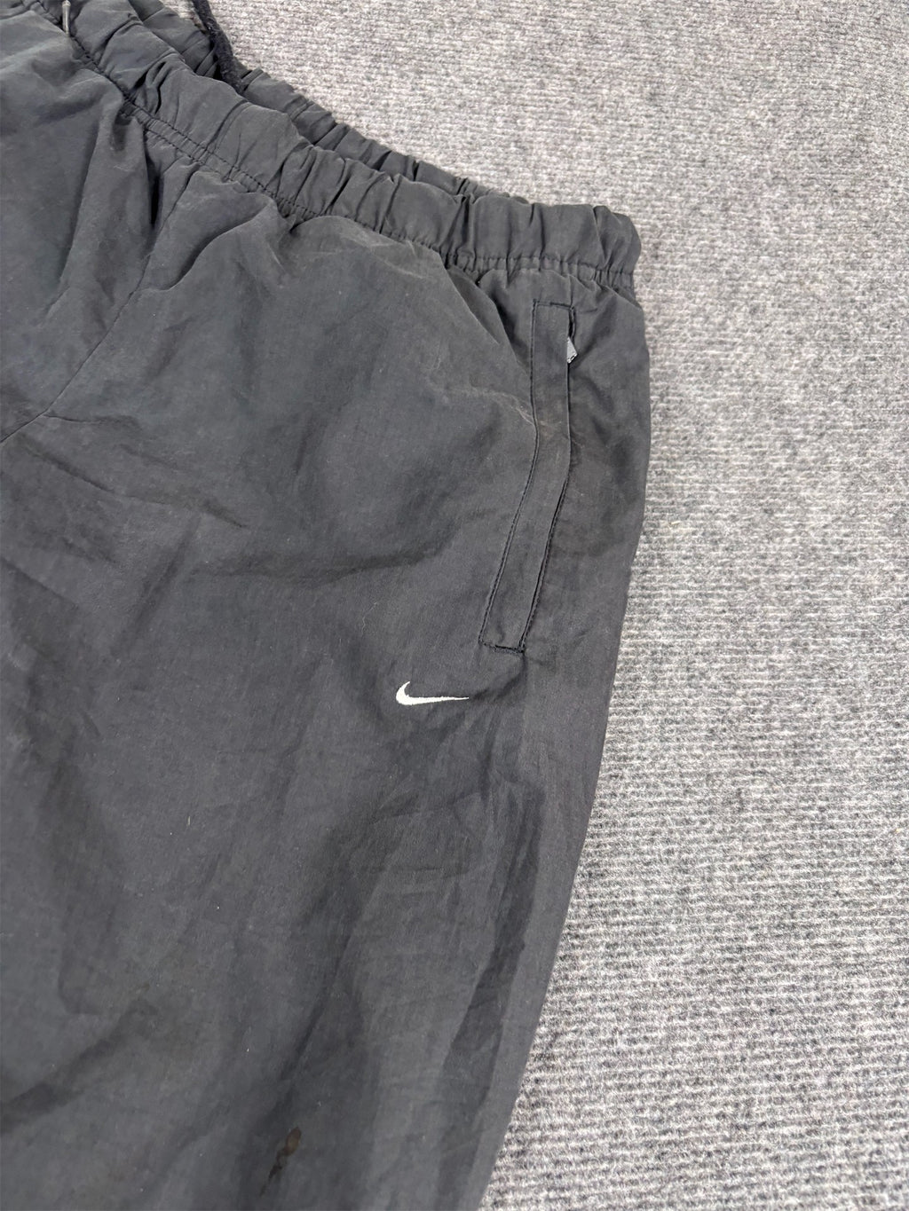 Vintage Y2K Nike Track Pants Men's Size S Black White Swoosh Badge Logo Wide Leg