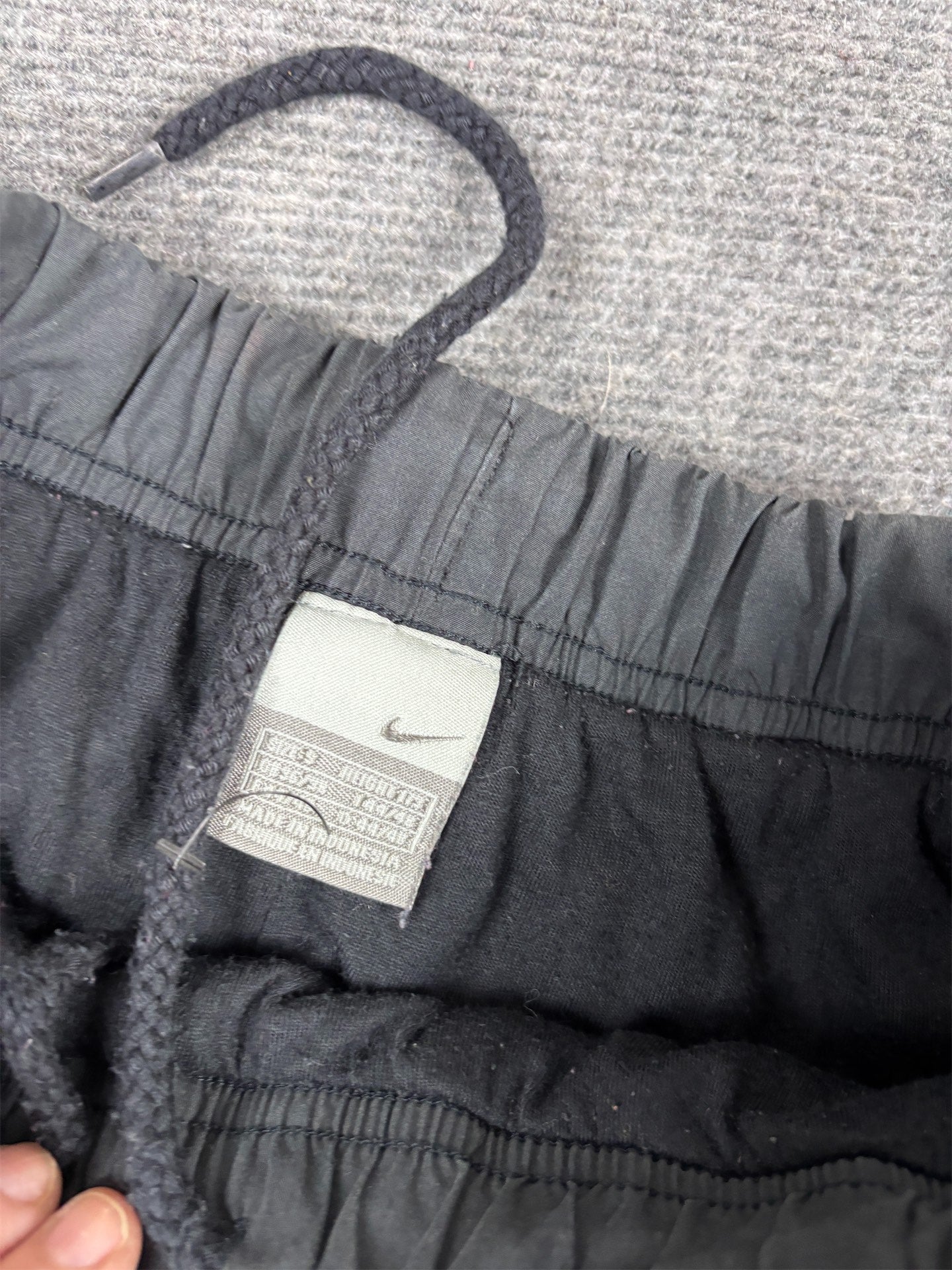 Vintage Y2K Nike Track Pants Men's Size S Black White Swoosh Badge Logo Wide Leg