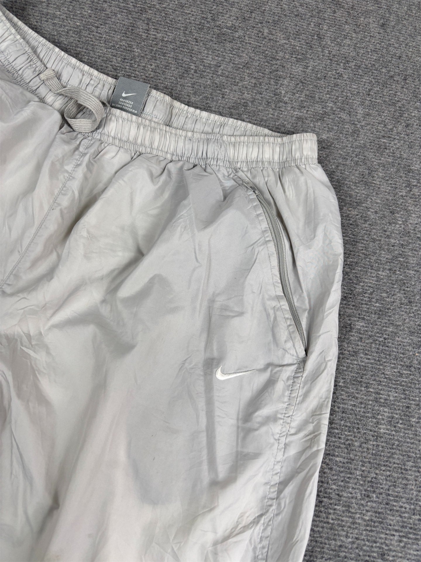 Vintage Y2K Nike Track Pants Men's XL Grey White Swoosh Ankle Zip Swoosh Wide Leg