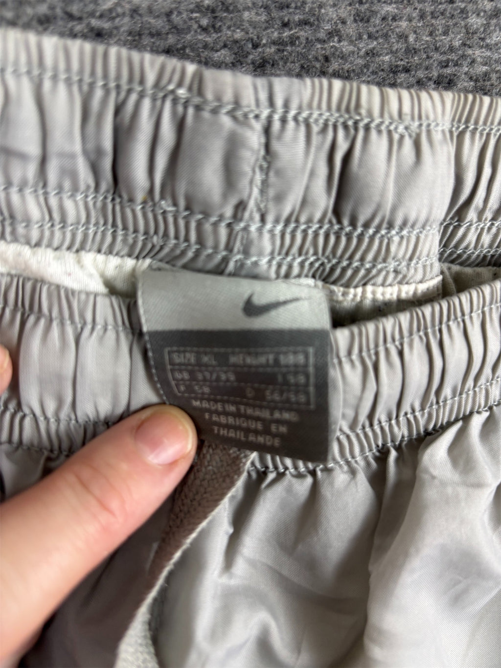 Vintage Y2K Nike Track Pants Men's XL Grey White Swoosh Ankle Zip Swoosh Wide Leg