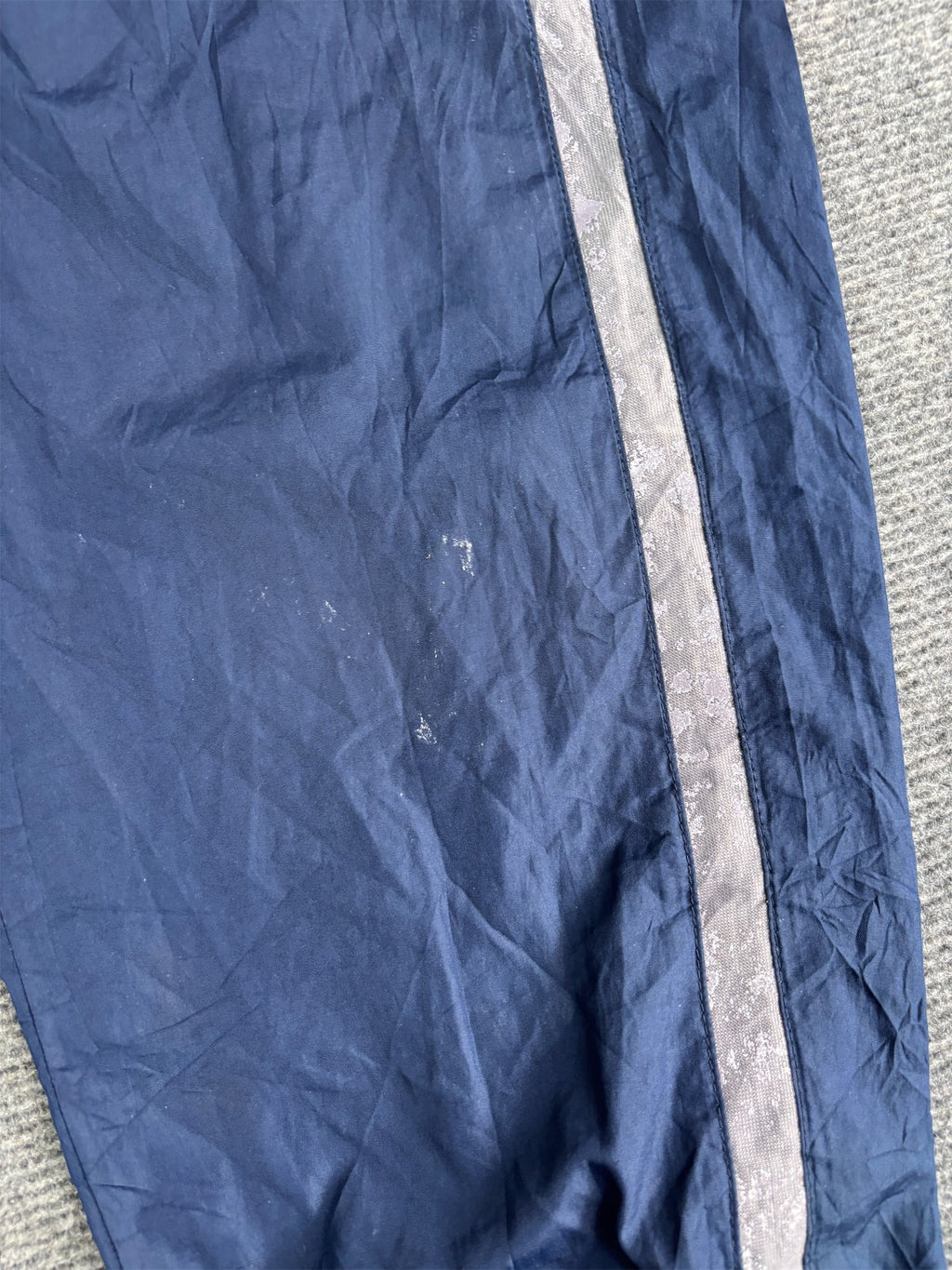Vintage Y2K Nike Track Pants Men's L Navy Grey Panels Hip Swoosh Ankle Zips Wide Leg