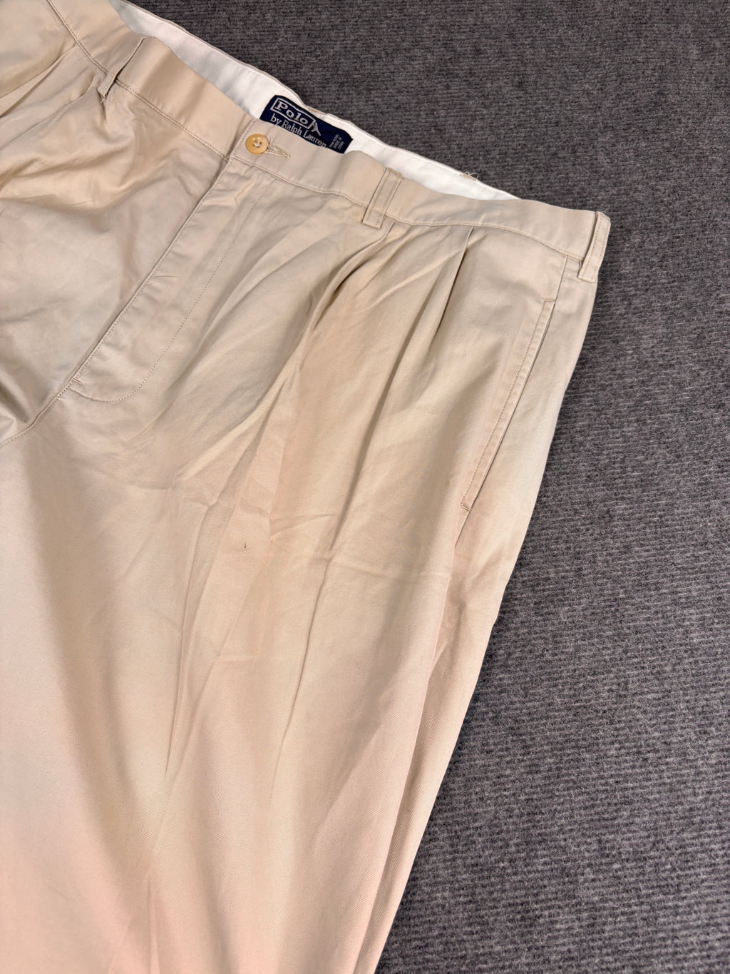 Vintage 90's Ralph Lauren Chino Pants Men's 40 Khaki Pleated Hammond Pant Wide Leg