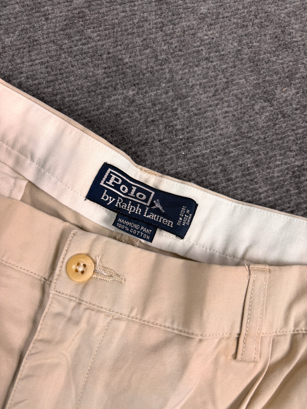 Vintage 90's Ralph Lauren Chino Pants Men's 40 Khaki Pleated Hammond Pant Wide Leg