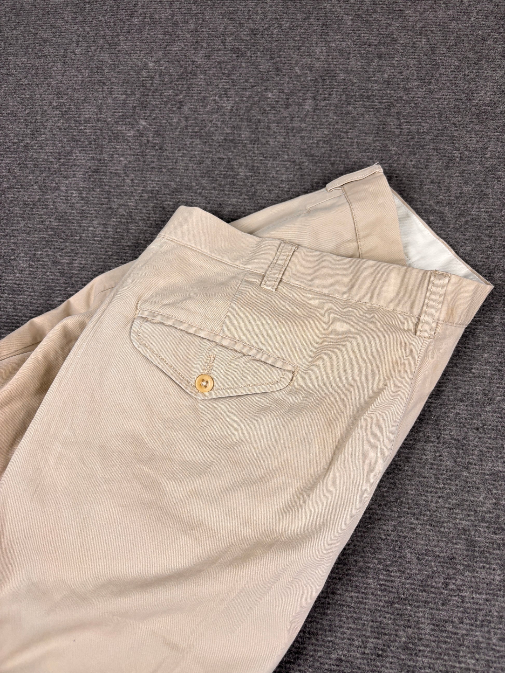 Vintage 90's Ralph Lauren Chino Pants Men's 40 Khaki Pleated Hammond Pant Wide Leg