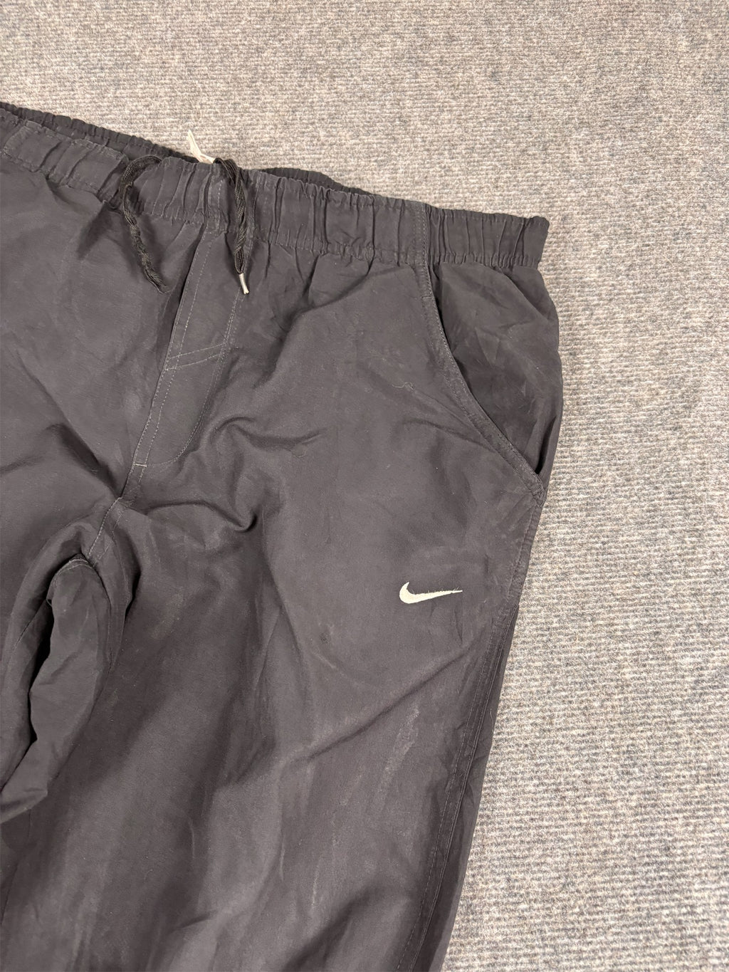 Vintage Men's Y2K Nike Track Pants Size L Black White Piping Ankle Zip w Swoosh Straight Leg
