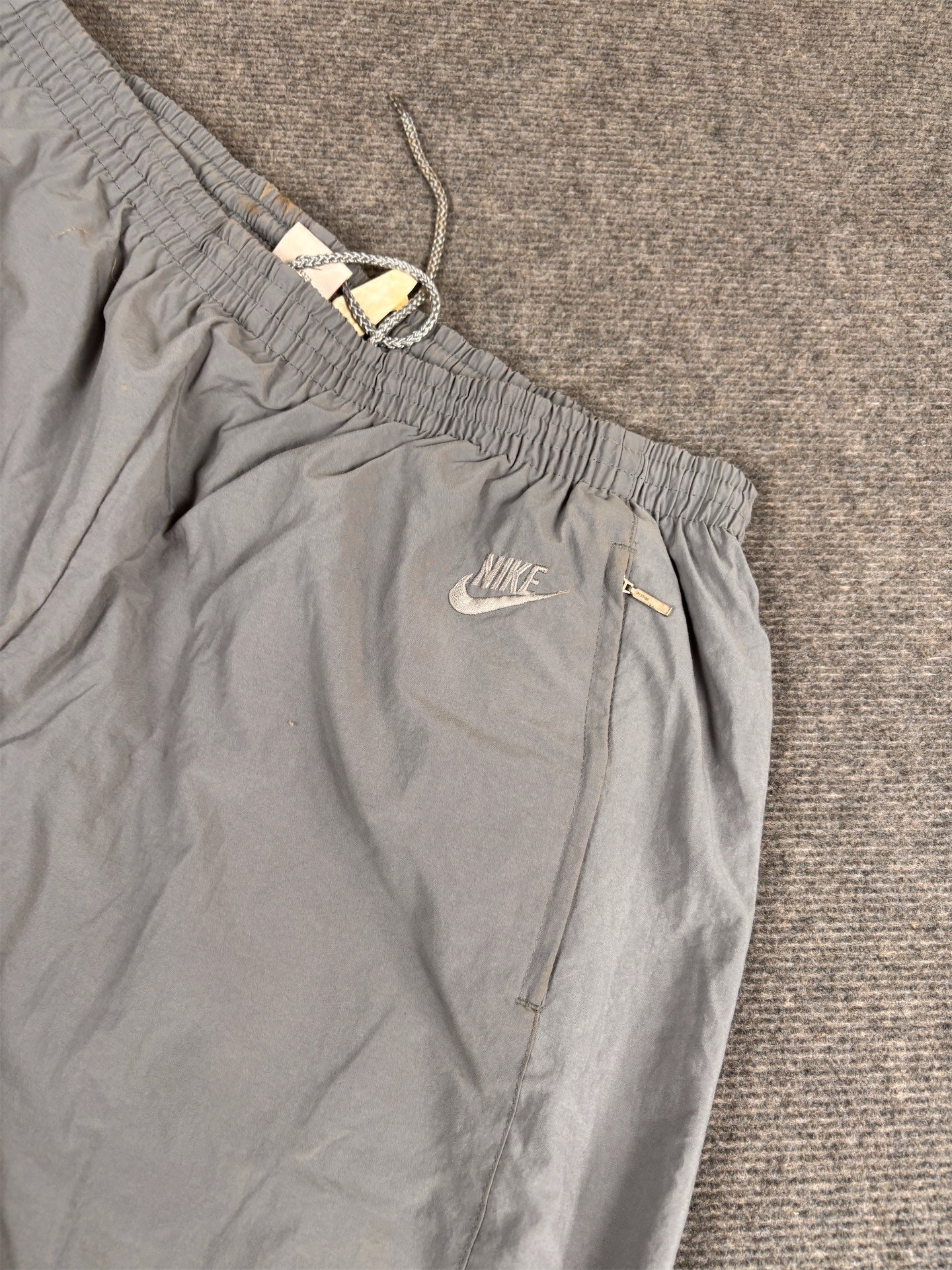 Vintage 90's Nike Track Pants Men's XL Double Grey Fluro Pink Black Panels Wide Leg