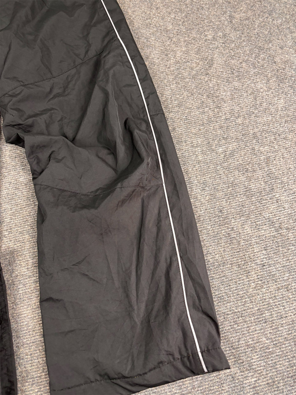 Vintage Y2K Nike Track Pants Women's S Black Black Yellow Swoosh Grey Piping Windbreakers Straight Leg